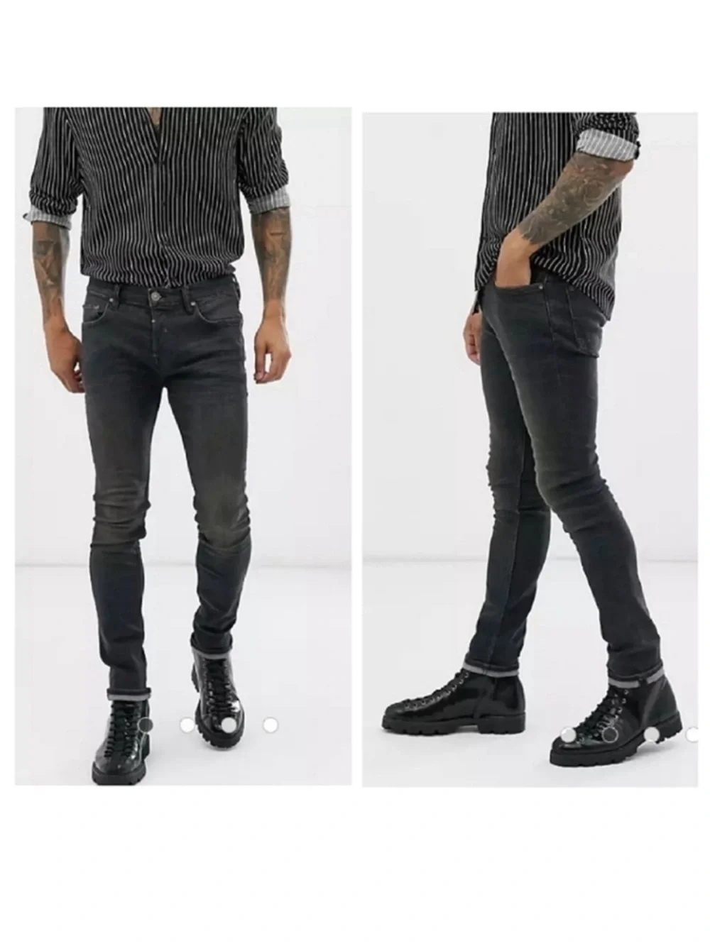 AllSaints Cigarette Fit Jeans Black Wash Size 33